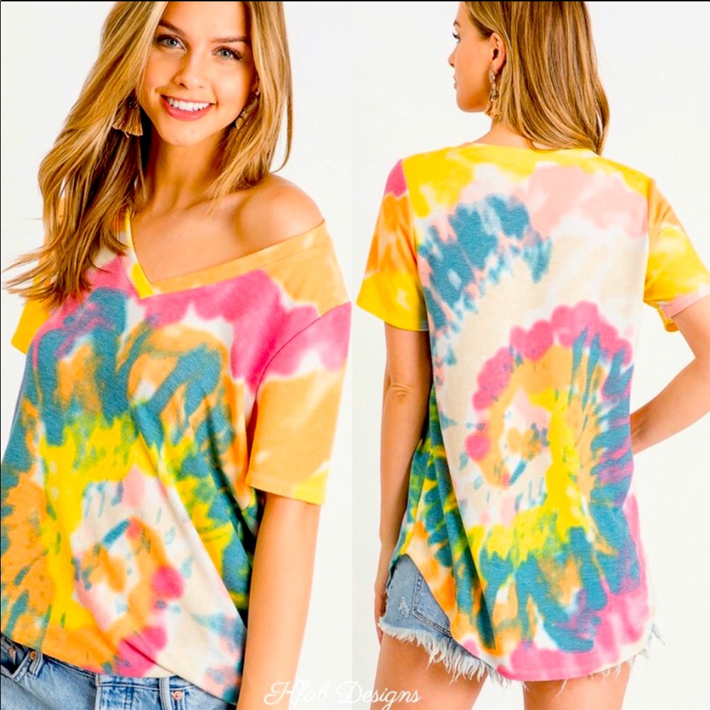 Must-Have💛Toe-dye print super soft v-neck2wearout